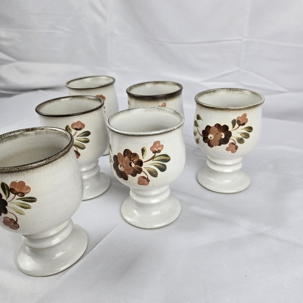 Vintage Denby Langley Serenade Stoneware Goblet Set of 6 Vtg Goblets - Picture 5 of 12
